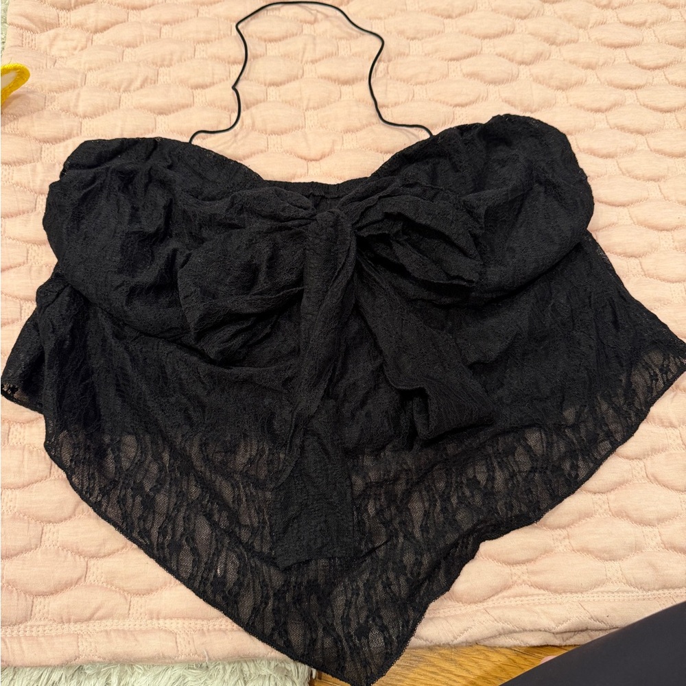 Black Lace top with neck strap